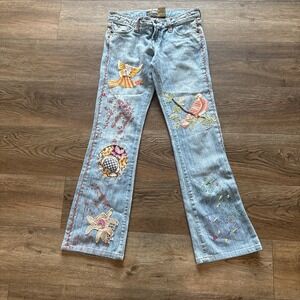 Switch USA Vintage Custom Embroidered Bootcut Jeans Size 25 Women's Blue Denim